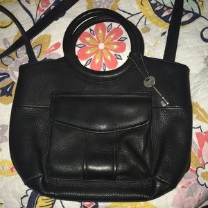 Black Fossil Purse with Ring Handle-Cute Bag!!